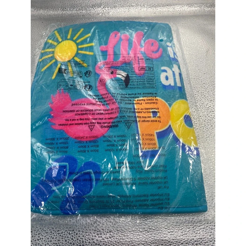 Summer Pool Life Flamingo Area Rug Teal Pink 50x80cm New Mat